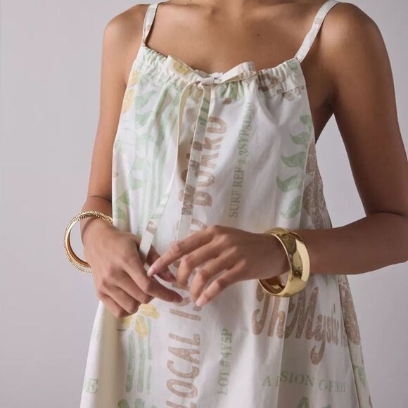 NWT BDG Urban Outfitters Eva Tie-Front Ruched Strap Trapeze Mini Dress medium - Picture 4 of 13